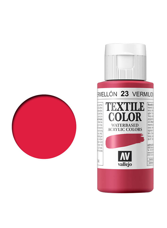 Vallejo Textile Acrylic Colour 23, 60ml, Vermilion