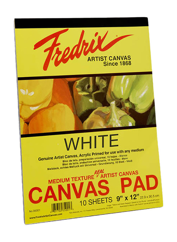 Fredrix Canvas Pads, 22.86 x 30.48cm, 10 Sheets, White