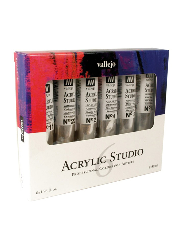Vallejo Acrylic Studio Set, 6x58ml, Multicolour