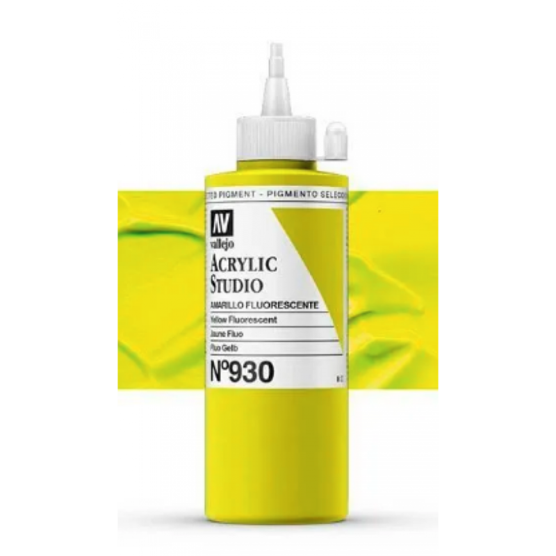 Vallejo ACRYLIC STUDIO FLUO 930:200ML. FLUORESCENT YELLOW