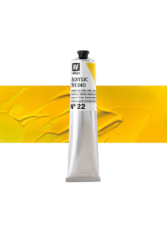 Vallejo No 22 Acrylic Studio Colour, 58ml, Cadminum Yellow Deep (Hue)