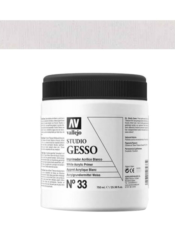 Vallejo No 033 Studio Gesso, 750ml, White Acrylic Primer