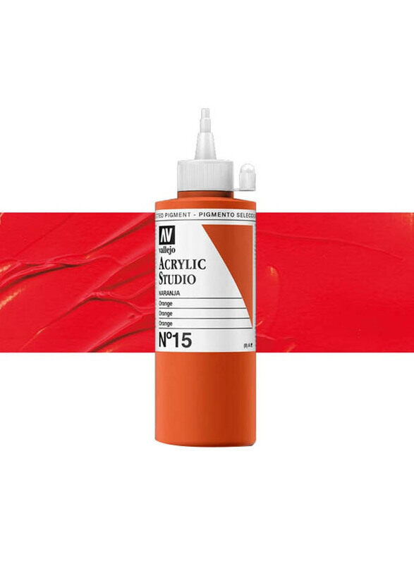 Vallejo Acrylic Studio Paint, 200ml, 15 Orange