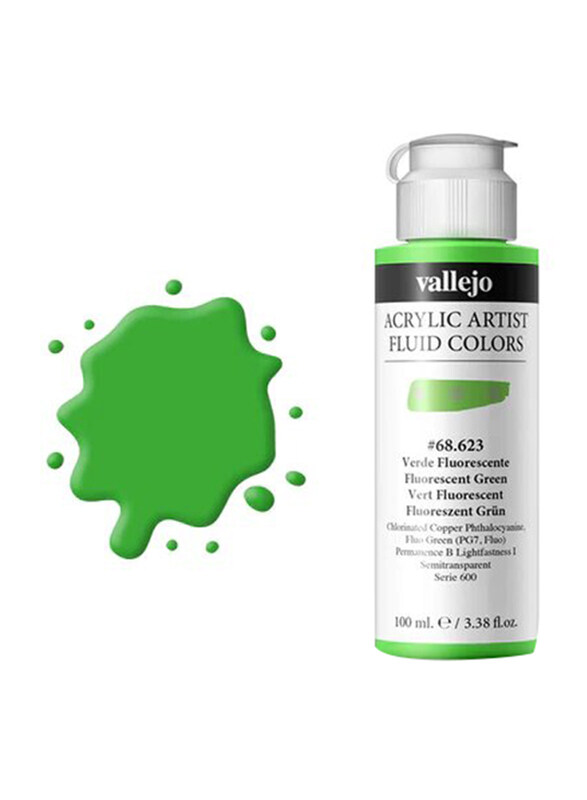 

Vallejo Fluid Acrylic 623 Color, 100ml, Fluorescentrescent Green