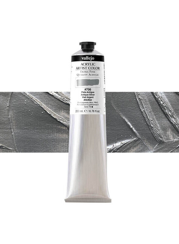 Vallejo Acrylic Artist 706 Color, 200ml, Antique Silver