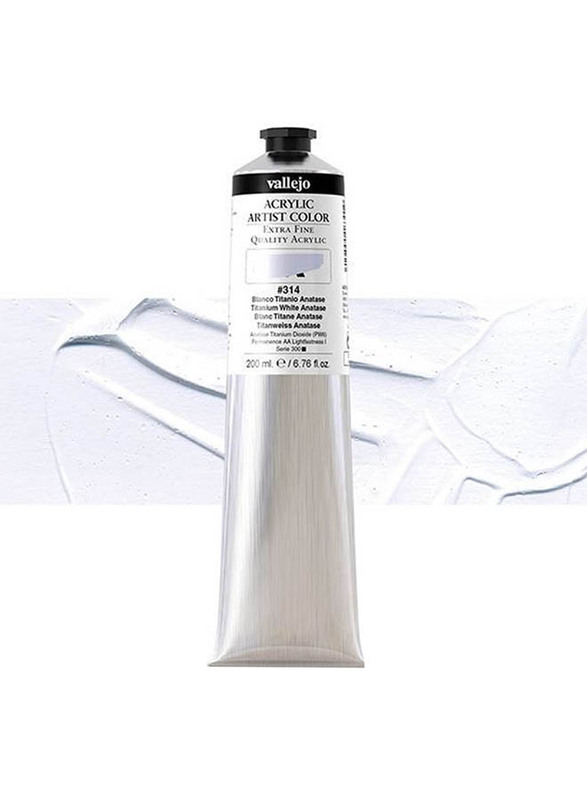 Vallejo Acrylic Artist 314 Colour, 200ml, Titanium White Anatase