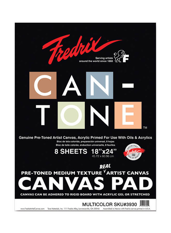 Fredrix Can-Tone Canvas Pads, 45.72 x 60.96cm, 8 Sheets, Multicolour