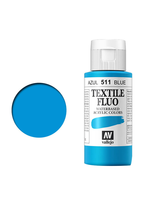 Vallejo Fluorescent Textile Color 511 Color, 60ml, Blue