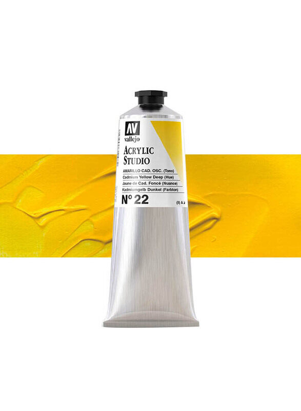 

Vallejo No 22 Acrylic Studio Colour, 125ml, Cadminum Yellow Deep (Hue)