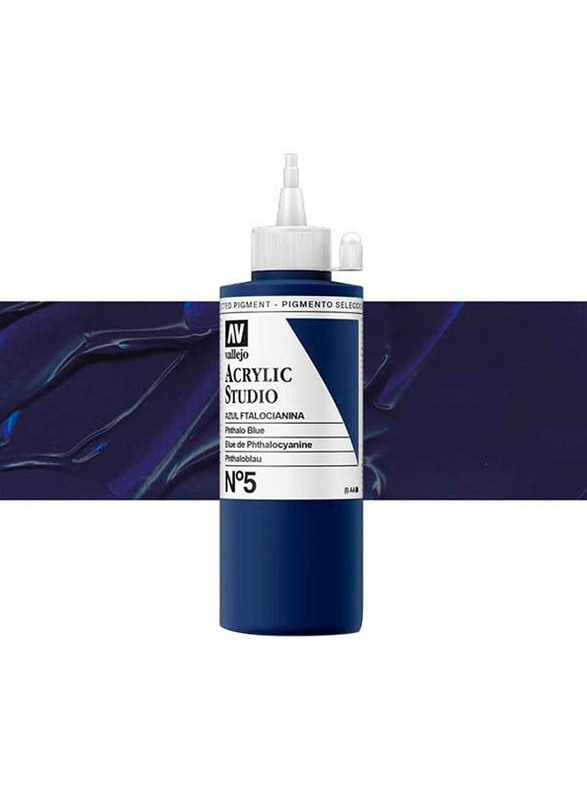 Vallejo No 5 Acrylic Studio Color, 200ml, PHTHALO BLUE