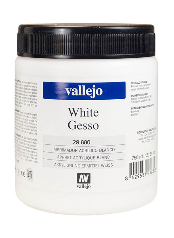 Vallejo Acrylic Artist Paint, 750ml, 880 White Gesso
