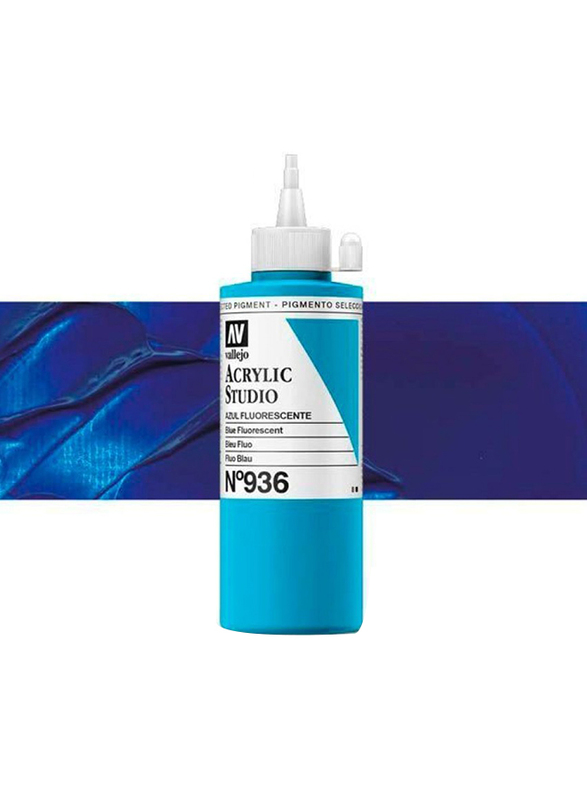 Vallejo Acrylic Studio Fluorescent 936, 200ml, Fluorescent Blue