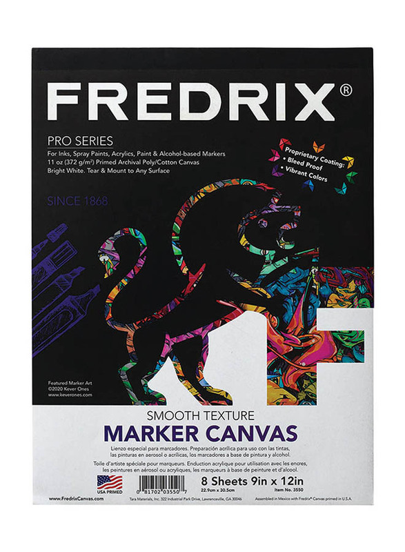 Fredrix Marker Canvas Pads, 22.86 x 30.48cm 8 Sheets, White