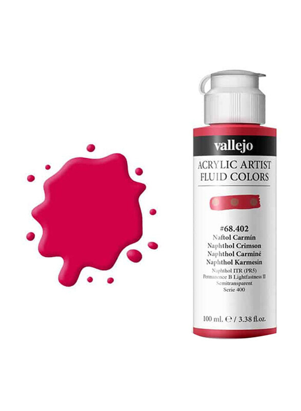 

Vallejo Fluid Acrylic Colour, 100ml, Naphthol Crimson
