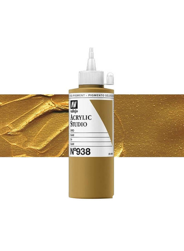 Vallejo No 938 Acrylic Studio Color, 200ml, Gold