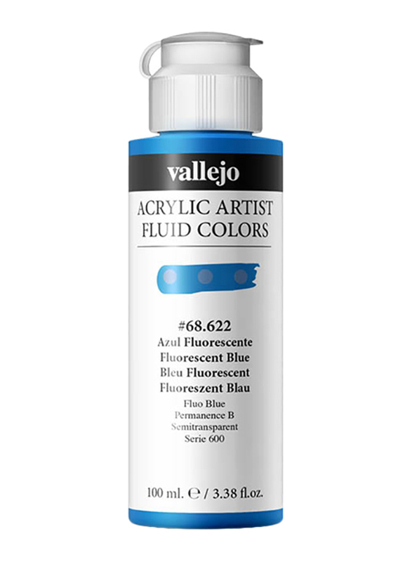 Vallejo 622 Fluid Acrylic, 100ml, Fluorescent Blue