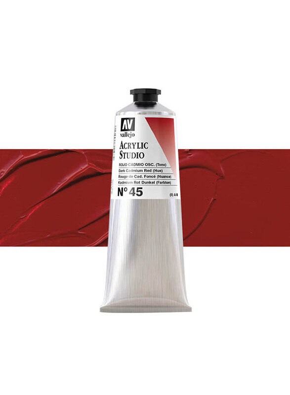 

Vallejo No 45 Acrylic Studio Colour, 125ml, Dark Cadmium Red (Hue)