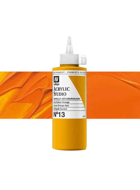 Vallejo Acrylic Studio Paint, 200ml, 13 Azo Yellow Orange