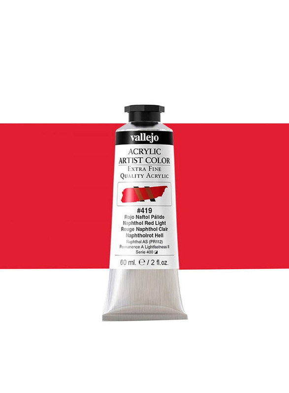 Vallejo Acrylic Artist 419 Colour, 60ml, Naphthol Red Light