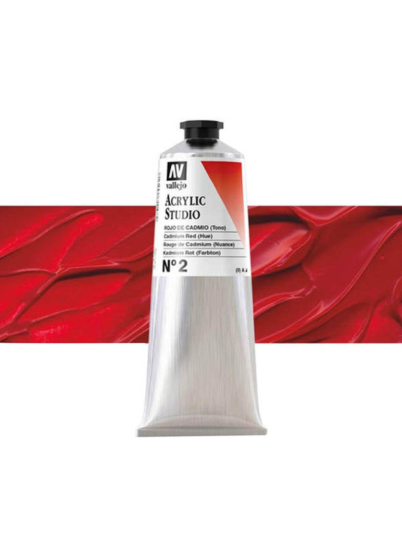 Vallejo Acrylic Studio Paint, 125ml, 2 Cadmium Red (Hue)