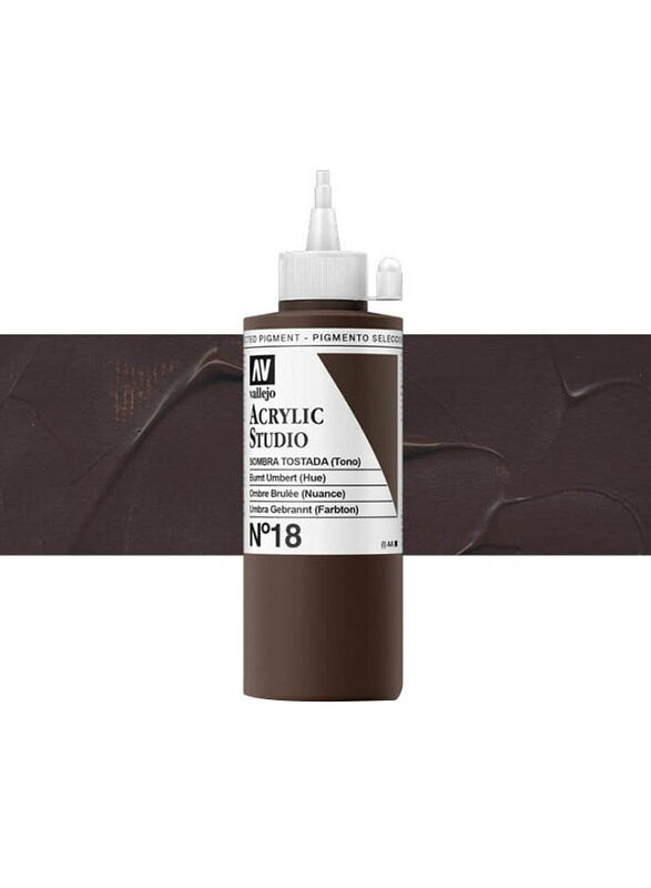 Vallejo Acrylic Studio Paint, 200ml, 18 Burnt Umber