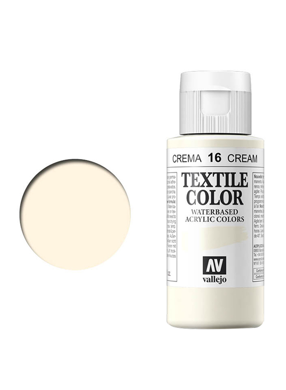 Vallejo Textile Acrylic Colour 16, 60ml, Cream