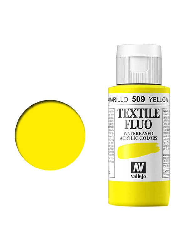 Vallejo Fluorescent Textile Color 509 Color, 60ml, Yellow