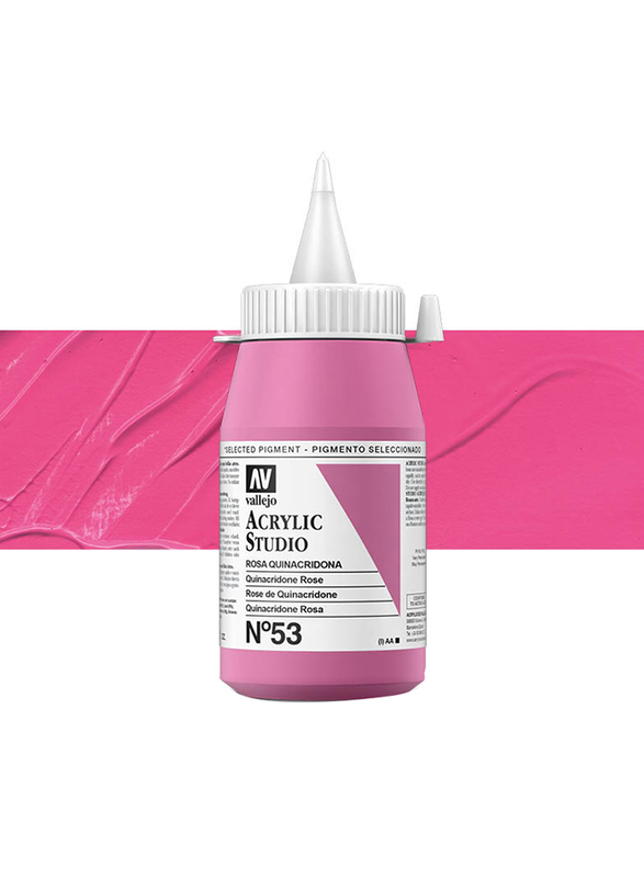 Vallejo No 53 Acrylic Studio Colour, 500ml, Quinacridone Rose