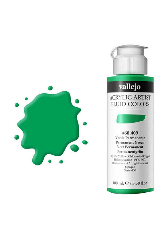 

Vallejo Fluid Acrylic Colour, 100ml, Permanent Green