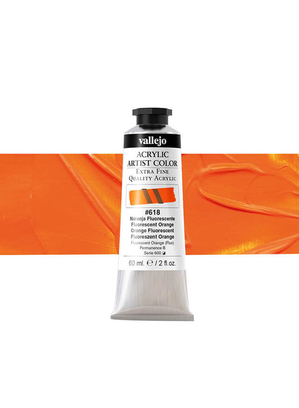 Vallejo Acrylic Artist 618 Color, 60ml, Fluorescentrescent Orange