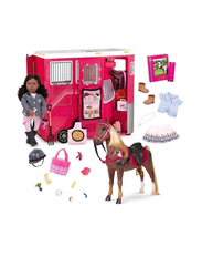 Our Generation Complete Riding Set with Rashida Doll Book Horse Trailer, 56 Pieces, Ages 3+