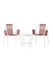 Patio Chat Outdoors Chairs and Table Fisher Set, 3 Piece, Mauve/White
