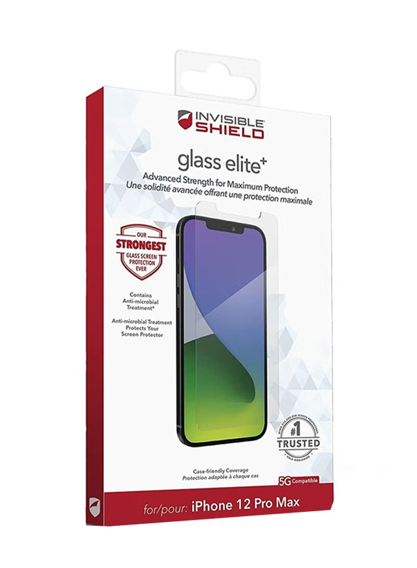 

Invisible Glass Elite Apple iPhone 12 Pro Max Mobile Phone Screen Protector Tempered Glass Case, Clear