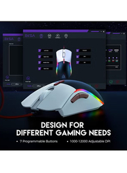 EKSA Computer Gaming Mouse Wired with 13 RGB Backlit, Black/White