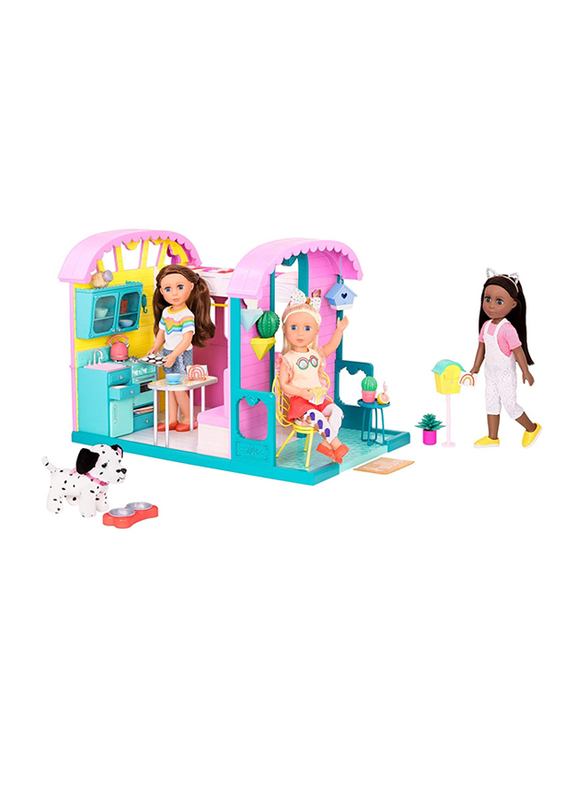 Glitter Girls Caravan Home Dollhouse & Furniture Playset Toys House, 22 Pieces, Ages 3+