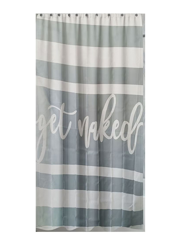 Bathroom Washable Shower Curtain, 180x180cm, Grey/White