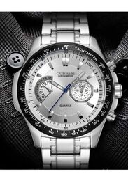 Curren Analog Watch for Men with Stainless Steel Band, Water Resistant, 8020-2023, Silver