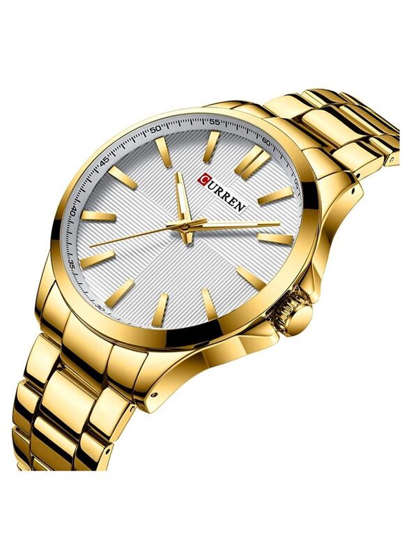 Curren Analog Watch for Men with Stainless Steel Band, Water Resistant, 8322-GLD, Gold-Silver