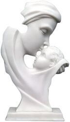 Mother Child Love Symbol Pure White Showpiece Statue, 9 cm x 19 cm x 30 cm, White