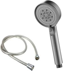 Shower Head - High Pressure Bathroom Accessories Set to Remove Chlorine and Impurities, with Shower Hose and Shower Holder-Grey/Silver