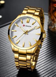 Curren Analog Watch for Men with Stainless Steel Band, Water Resistant, 8322-GLD, Gold-Silver