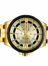 Curren Analog Watch for Men with Alloy Band, Water Resistant, 8333, Gold-Gold/Black