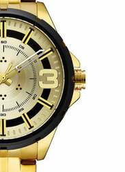 Curren Analog Watch for Men with Alloy Band, Water Resistant, 8333, Gold-Gold/Black