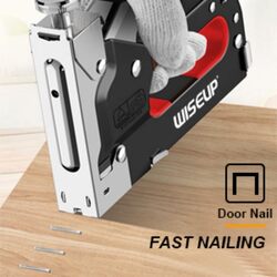 Staple Gun with 200 Staples, Manual Stapler Gun Machine-Red