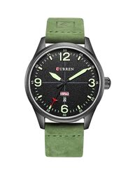 Curren Analog Watch for Men with Alloy Band, Water Resistant, WT-CU-8265-GR, Green-Black