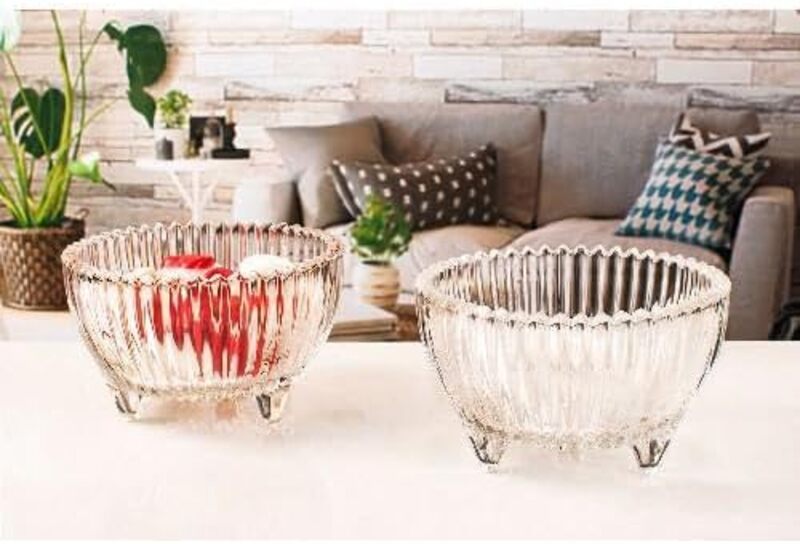 Glass Salad Bowls, 5 Pcs, 245 ml, Large Capacity, Microwave & Dishwasher Safe-Transparent