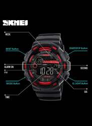 SKMEI Digital Watch for Men with Silicone Band, Water Resistant, 1243, Black-Grey
