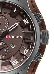 Curren Analog Watch for Men with Leather Band, Water Resistant, 8225, Brown