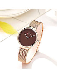 Curren Analog Watch for Women with Stainless Steel Band, Water Resistant, 9016, Rose Gold-Brown