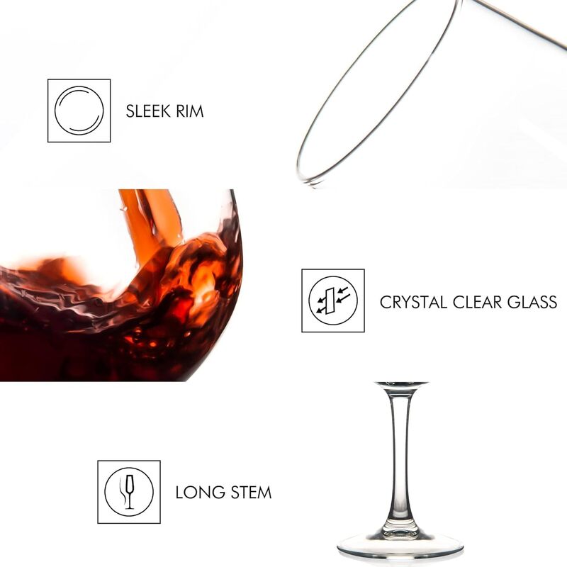 Crystal Wine Glasses Set of 6, Crystal Red Wine Glasses 330ml